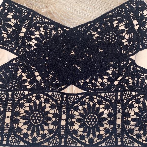 NWT Foxiedox Black Nude Lace Crochet Mini Small - Picture 3 of 7